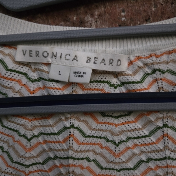 Veronica Beard Nabella Stripe Pointelle Sweater Tan - Picture 6 of 6